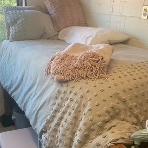 UO grey/taupe color TwinXL duvet cover and two pillowcases